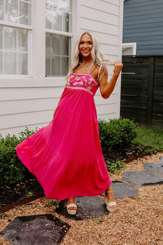 Coastal Calm Embroidered Maxi In Hot Pink sold by Impressions