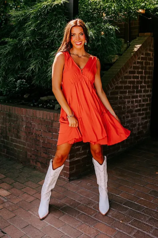 Feels Like Love Babydoll Dress In Rust sold by Impressions