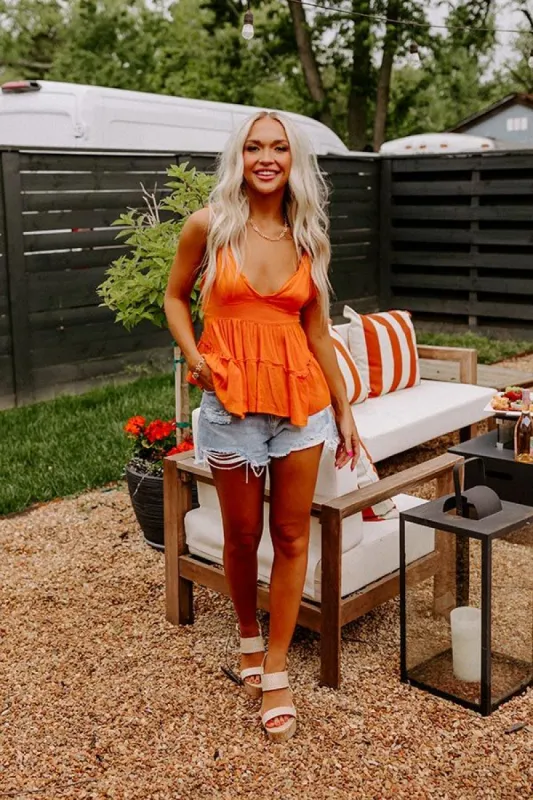 Beach Glow Babydoll Top in Orange sold by Impressions