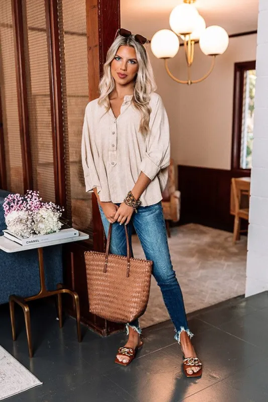 Clear As Day Shift Top In Beige sold by Impressions