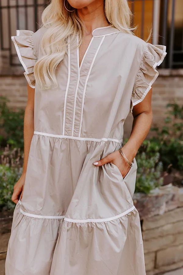 Cue The Charm Mini Dress in Taupe Curves sold by Impressions product image thumbnail 3