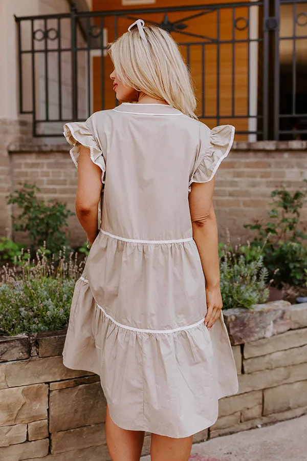 Cue The Charm Mini Dress in Taupe Curves sold by Impressions product image thumbnail 4