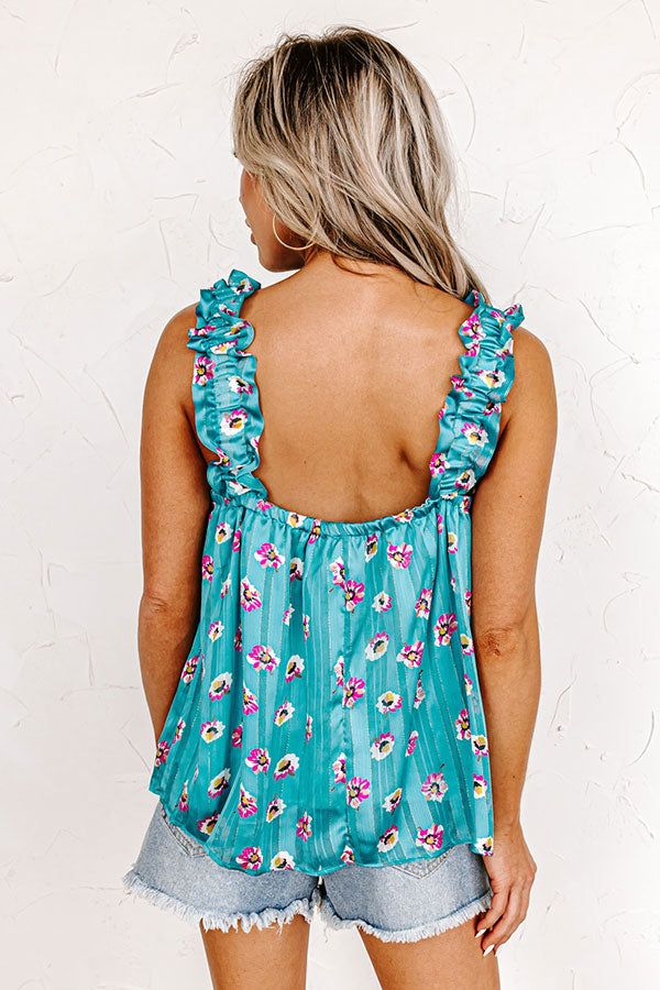 On A Wave Floral Shift Top in Turquoise sold by Impressions product image thumbnail 4