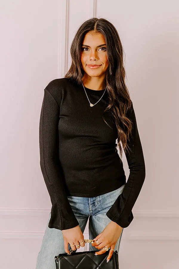 Rare Dream Ribbed Top In Black sold by Impressions