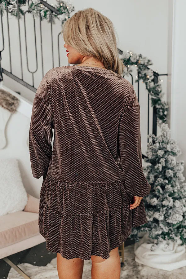 Wine Tasting Velvet Shift Dress In Brown Curves sold by Impressions product image thumbnail 2