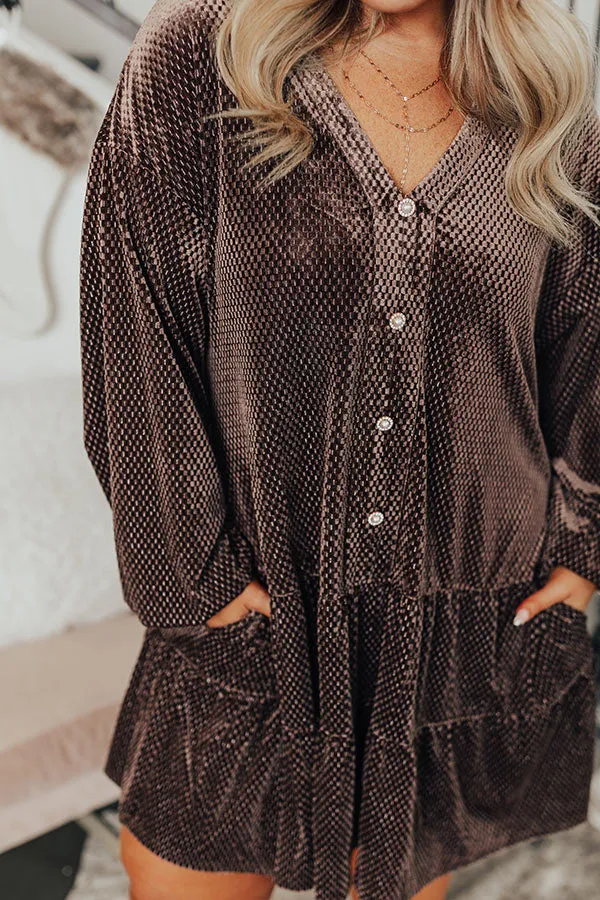 Wine Tasting Velvet Shift Dress In Brown Curves sold by Impressions product image thumbnail 3