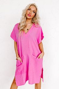 Newport Look Shift Dress in Pink sold by Impressions