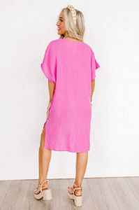 Newport Look Shift Dress in Pink sold by Impressions