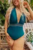 Corfu Coast One Piece Swimsuit in Teal Curves sold by Impressions