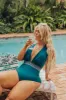 Corfu Coast One Piece Swimsuit in Teal Curves sold by Impressions