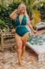 Corfu Coast One Piece Swimsuit in Teal Curves sold by Impressions