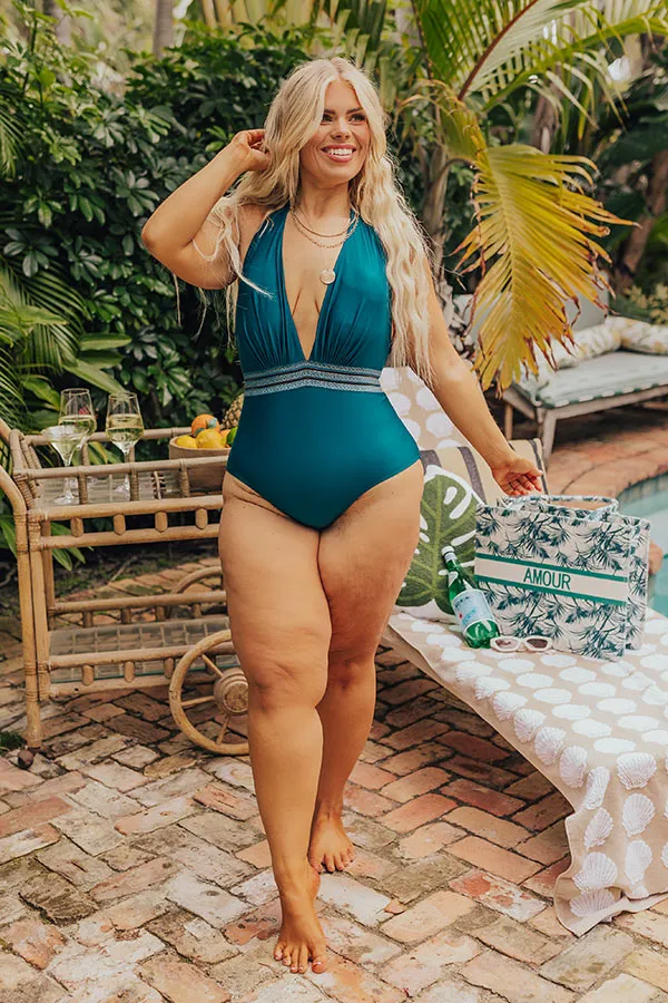 Corfu Coast One Piece Swimsuit in Teal Curves sold by Impressions product image thumbnail 3