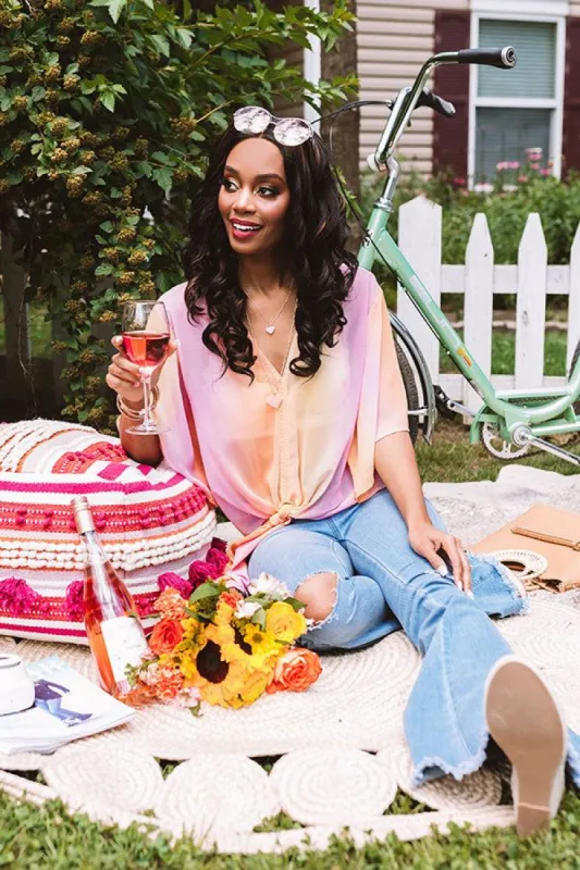 Notoriously Chic Ombre Tie Top sold by Impressions