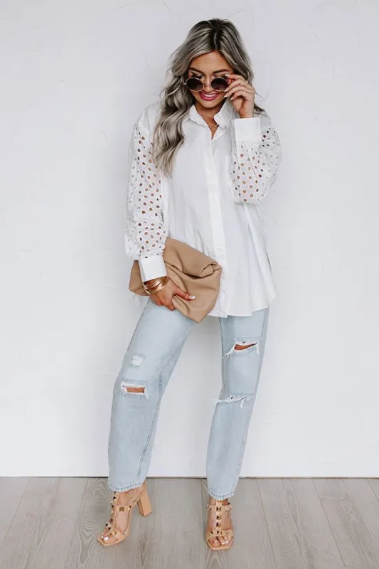 Feeling Idyllic Eyelet Button Up in Ivory sold by Impressions