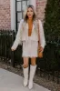 Boho Flow Faux Suede Fringe Jacket in Cream sold by Impressions