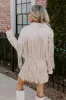 Boho Flow Faux Suede Fringe Jacket in Cream sold by Impressions