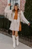 Boho Flow Faux Suede Fringe Jacket in Cream sold by Impressions