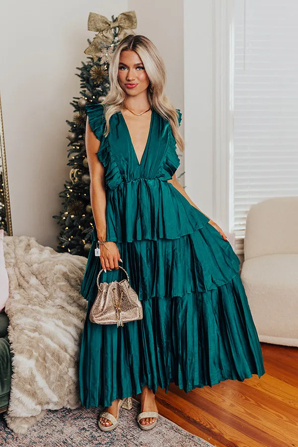 Seeking Champagne Pleated Maxi Dress In Hunter Green sold by Impressions product image thumbnail 5
