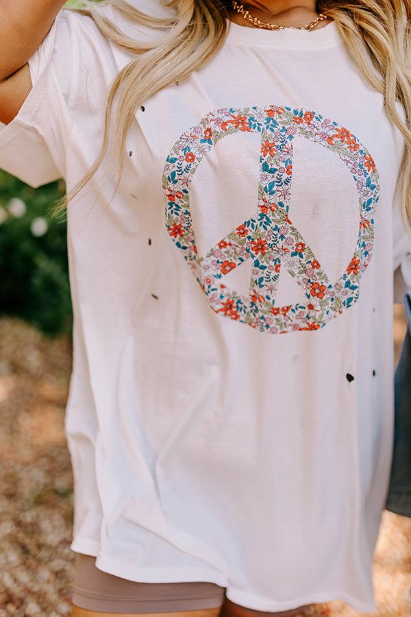 Peace And Love Oversized Graphic Tee In Ivory Curves sold by Impressions product image thumbnail 2