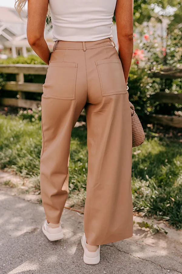 The Reagan High Waist Faux Leather Pants in Camel sold by Impressions product image thumbnail 5