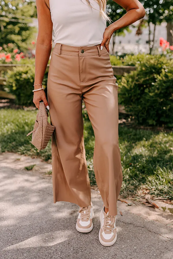 The Reagan High Waist Faux Leather Pants in Camel sold by Impressions product image thumbnail 2