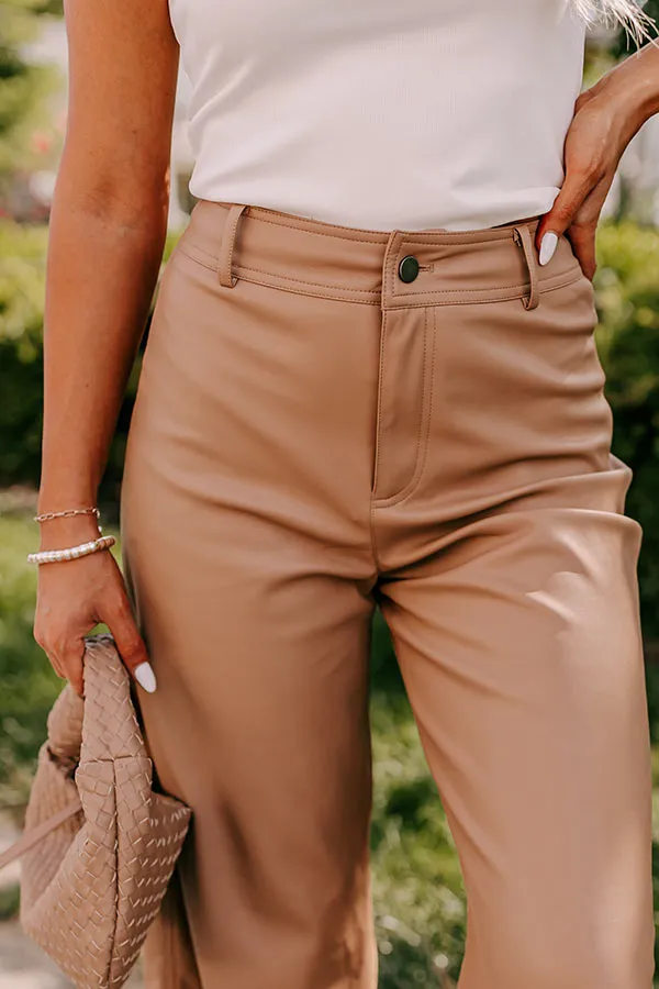 The Reagan High Waist Faux Leather Pants in Camel sold by Impressions product image thumbnail 3