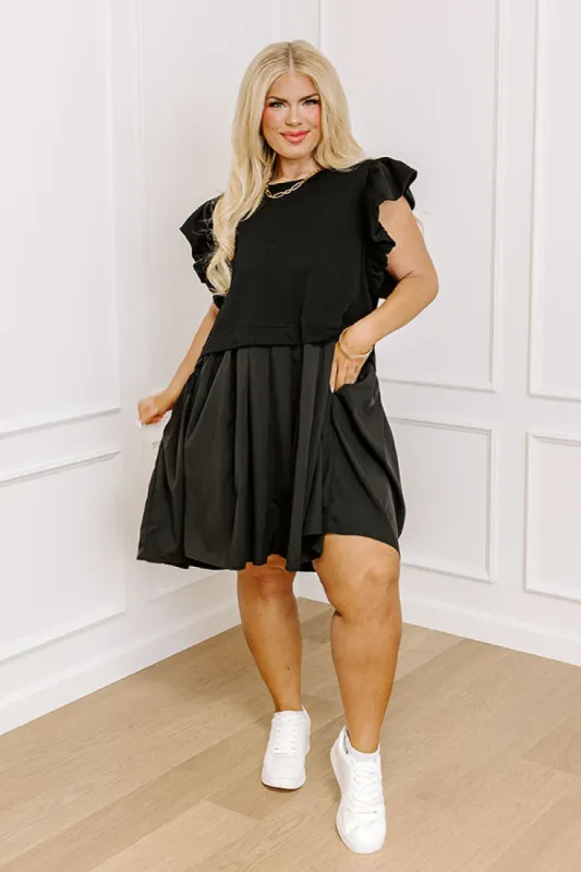 Country Club Meet Up Mini Dress in Black Curves sold by Impressions
