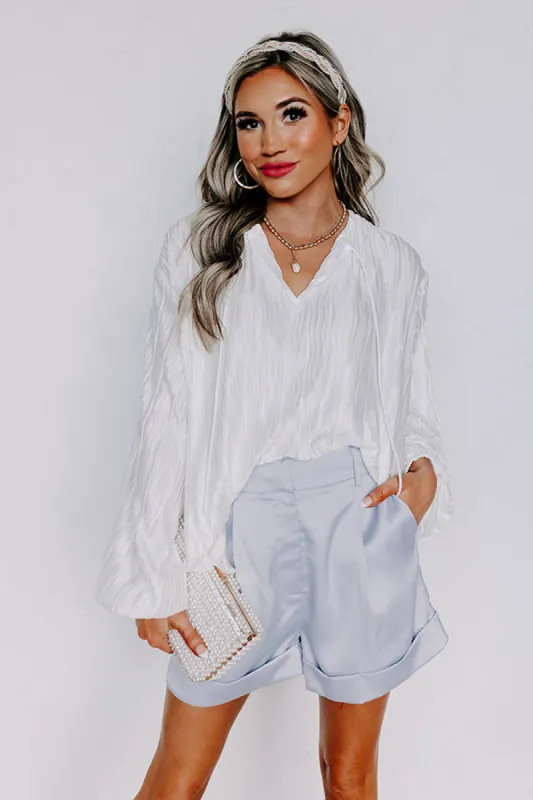 Posh Days Pleated Shift Top in White sold by Impressions