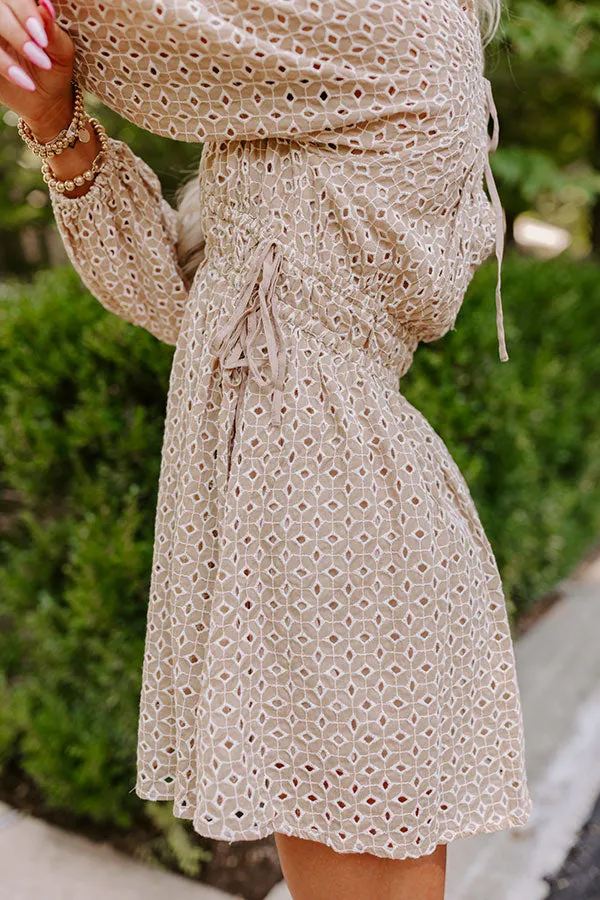 Romance In The Air Eyelet Mini Dress in Khaki sold by Impressions product image thumbnail 5