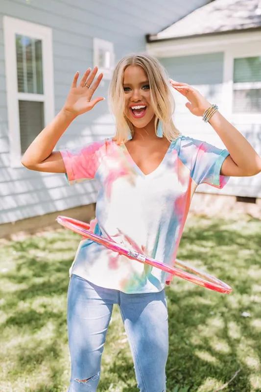 Boho Life Tie Dye Tee In Pink sold by Impressions