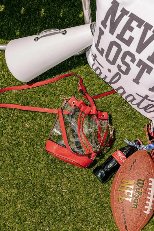 Pep Rally Ready Bucket Bag in Red sold by Impressions