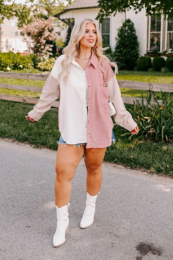 Caught Crushing Corduroy Jacket In Blush Curves sold by Impressions product image thumbnail 5