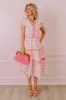 Garden Party Ready Floral Midi in Pink sold by Impressions