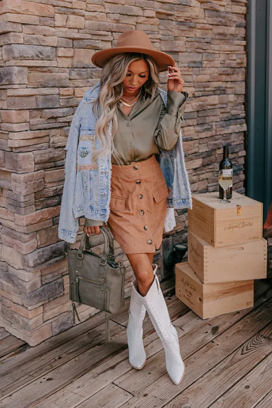 Lost In Your Eyes Corduroy Skirt In Iced Mocha sold by Impressions