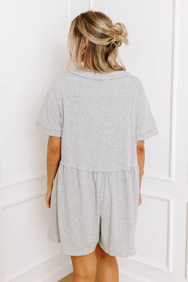 Comfy Chic Button Down Romper in Grey sold by Impressions product image thumbnail 4