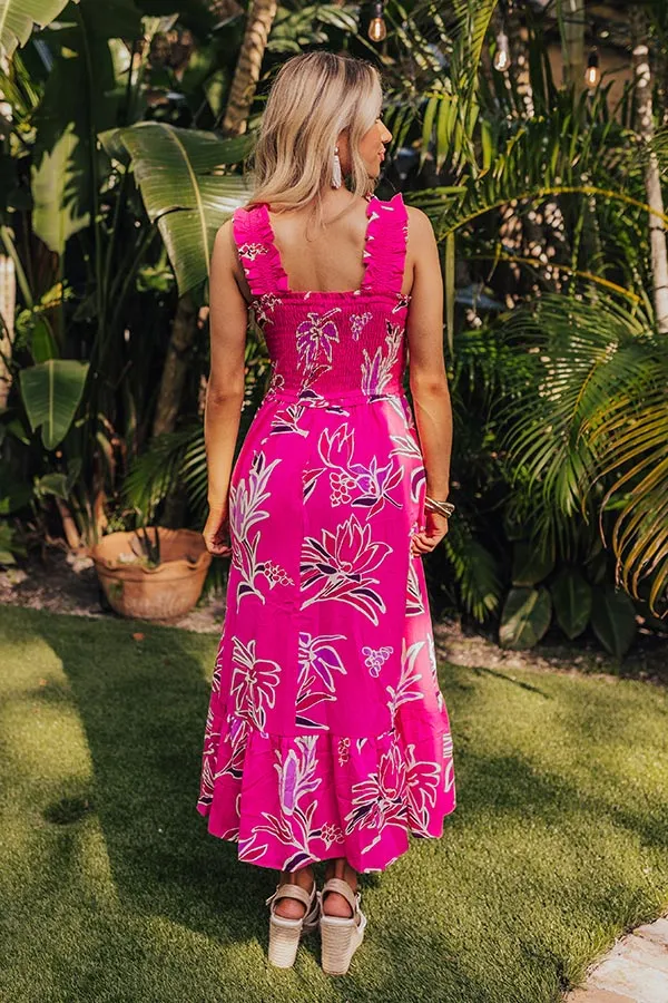 Happy Blooms Smocked Midi in Hot Pink sold by Impressions product image thumbnail 5