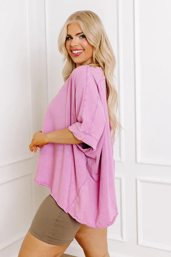 Effortless Vibes Mineral Wash Oversized Tee in Violet Curves sold by Impressions product image thumbnail 4