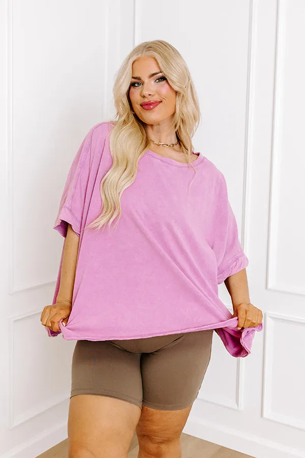 Effortless Vibes Mineral Wash Oversized Tee in Violet Curves sold by Impressions