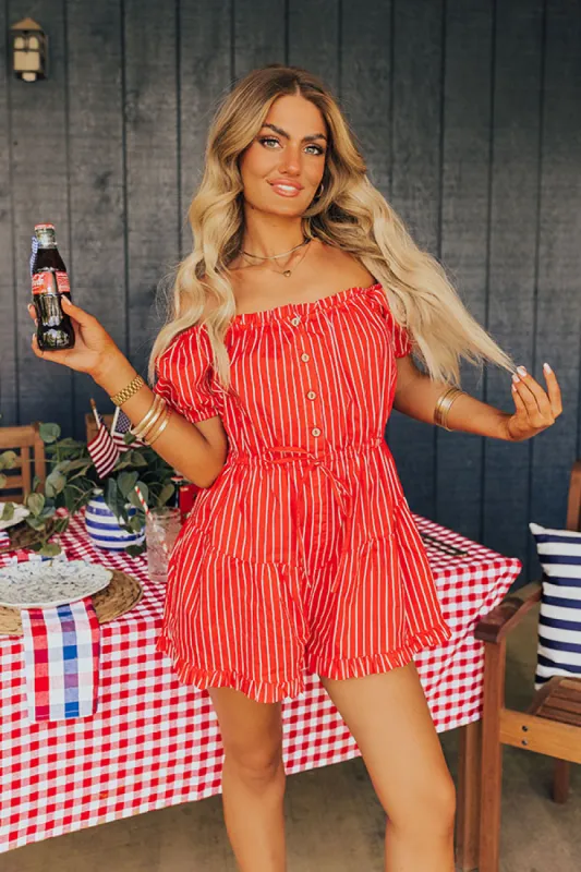 Sparklers And Spritzers Stripe Romper sold by Impressions