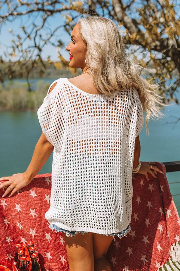 Living For Lake Life Knit Top In White sold by Impressions product image thumbnail 4