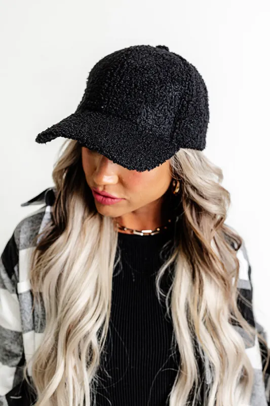 Cozy Outing Sherpa Baseball Cap in Black sold by Impressions