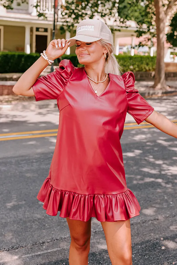 Stylish Setting Faux Leather Mini Dress in Crimson sold by Impressions product image thumbnail 3