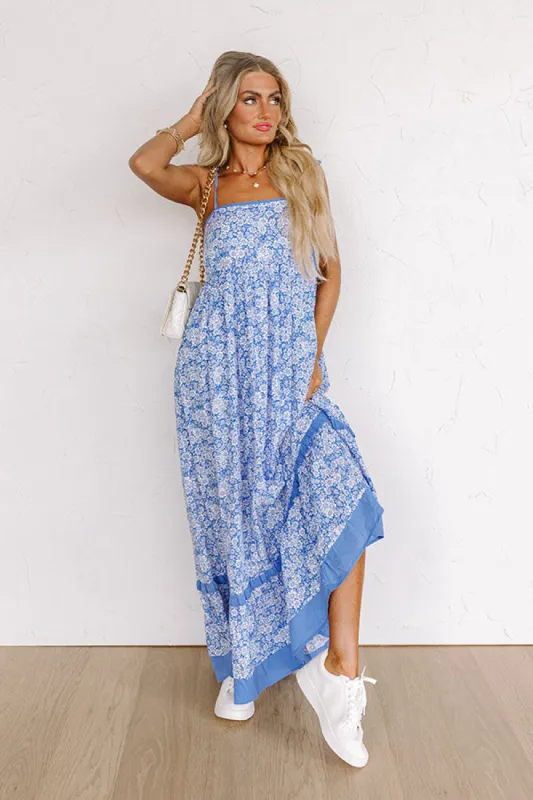 Boho Beauty Floral Maxi Dress in Airy Blue sold by Impressions