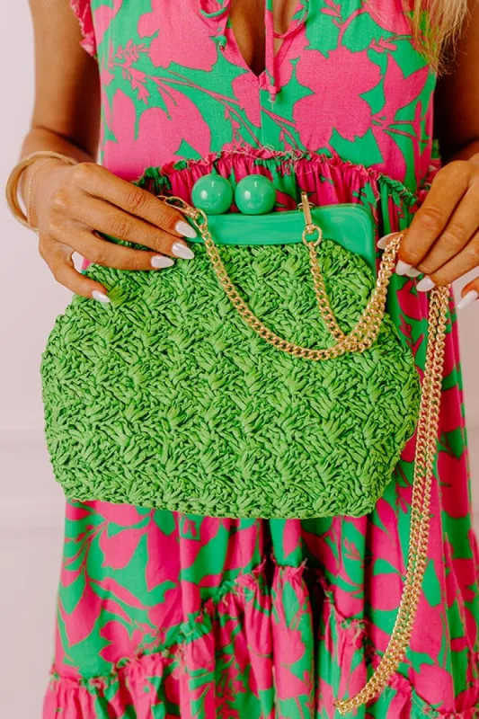 Coastal Canvas Woven Crossbody In Kelly Green sold by Impressions