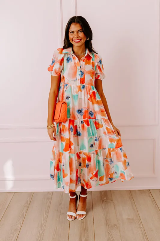 Graceful Moment Floral Midi in Coral sold by Impressions