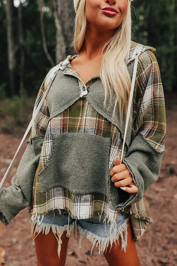 Cool Weather Inclined Plaid Hoodie In Olive sold by Impressions product image thumbnail 4