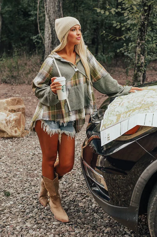 Cool Weather Inclined Plaid Hoodie In Olive sold by Impressions