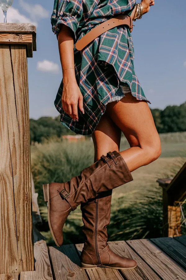 The Gilian Faux Leather Boot In Chestnut sold by Impressions