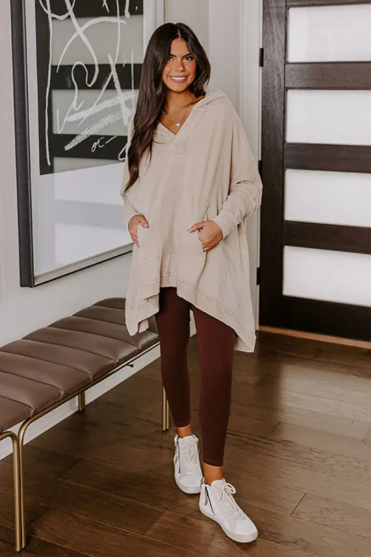 Latte Sipping Mineral Wash Oversized Hoodie in Beige sold by Impressions