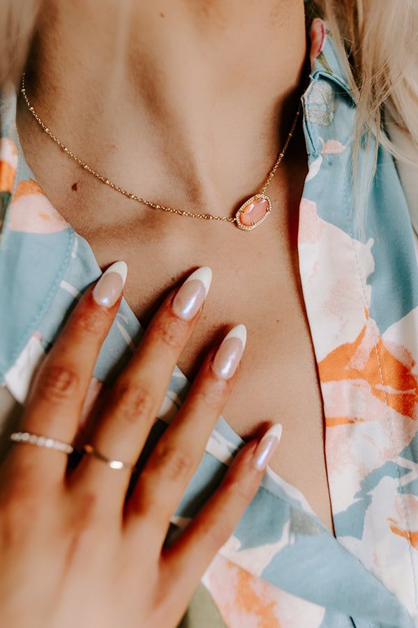 Elisa Satellite Gold Pendant Necklace in Rose Mother Of Pearl sold by Impressions